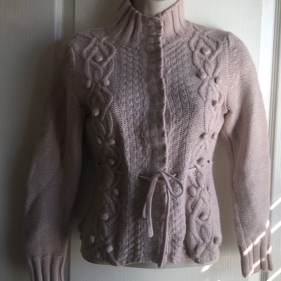 H&M Light Pink Button & Tie Mock Neck Cardigan - Picture 3 of 8